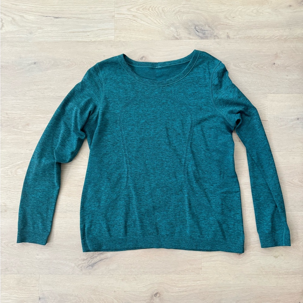 Lululemon Swiftly Relaxed Long Sleeve Shirt Teal / Black Size 10